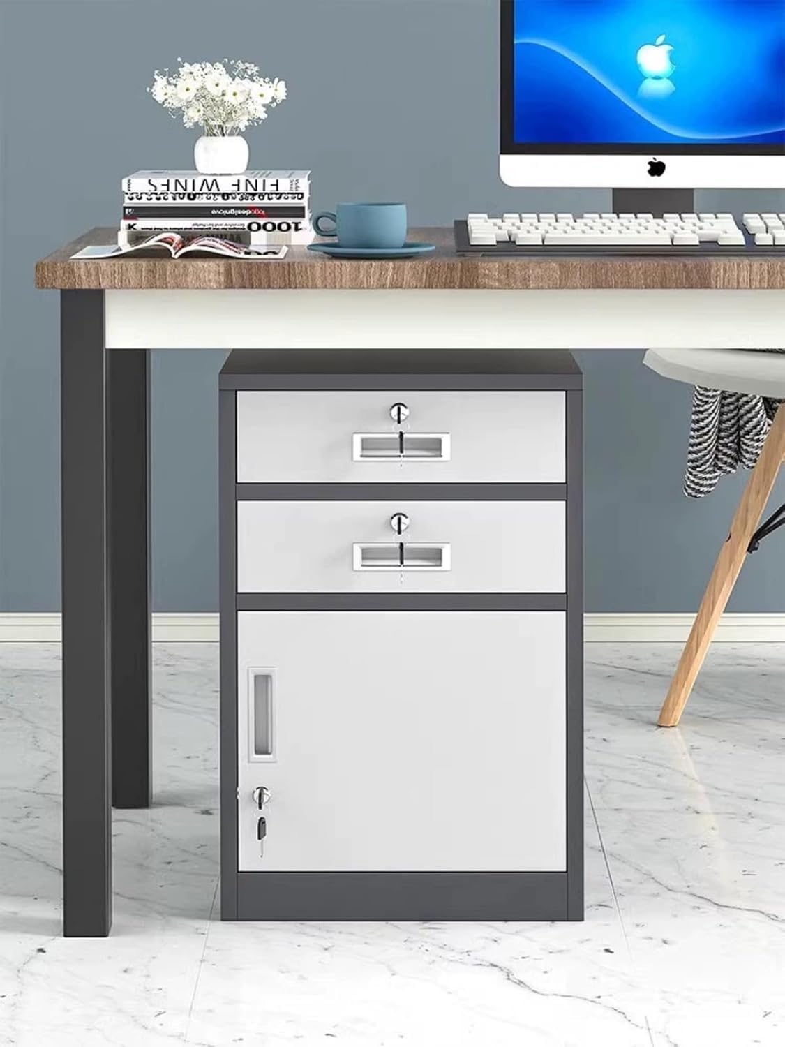 Amazon.co.jp: TAKEYオフィスワゴン キャビネット 鍵付き 3段 収納